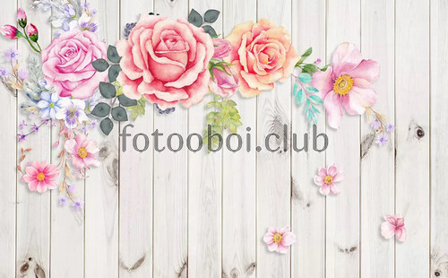 цветы, розы, доски, 3д, 3d